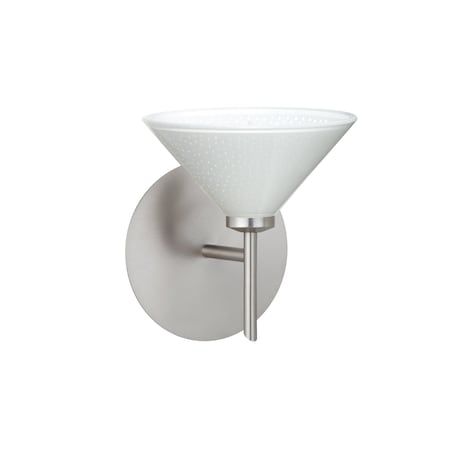 Besa Lighting Kona Mini Sconce, White Starpoint, Satin Nickel Finish, 1x5W LED 1SW-282453-LED-SN